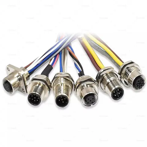 OEM M12 Circular Connector 4 5 6 7 8 Pin Layered Panel Waterproof Male Female Sensor Connector
