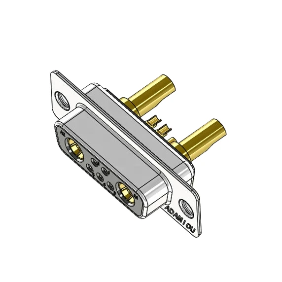 30 Amp Female 7w2 Gold Contact Zinc Alloy Housing IP67 Rated 230V Power VGA Type Connector with 180 Degree PCB