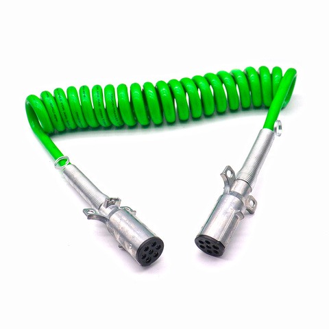 7 Way Trailer Plug ABS Cable Wire 7Pin Semi Trailer Electric Coiled Extension Cable Cord for 12V Truck Light Power Link