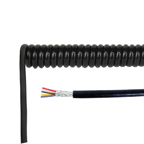 High Temperature Resistant 3 4 5 6 7 Core 0.75mm 1mm 4mm Spring Coiled Shield Electrical Wire Flexible Spiral Coiled Cable Wire