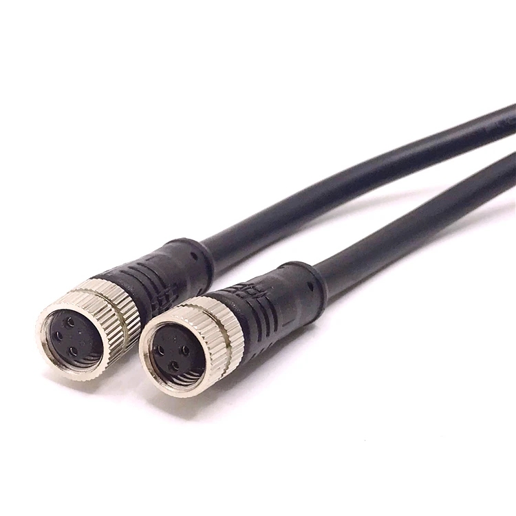 Double Ended M8 3-Pin Female Connector Sensor Cable with PVC Black 1M IP67 Rated Automotive Use 3A