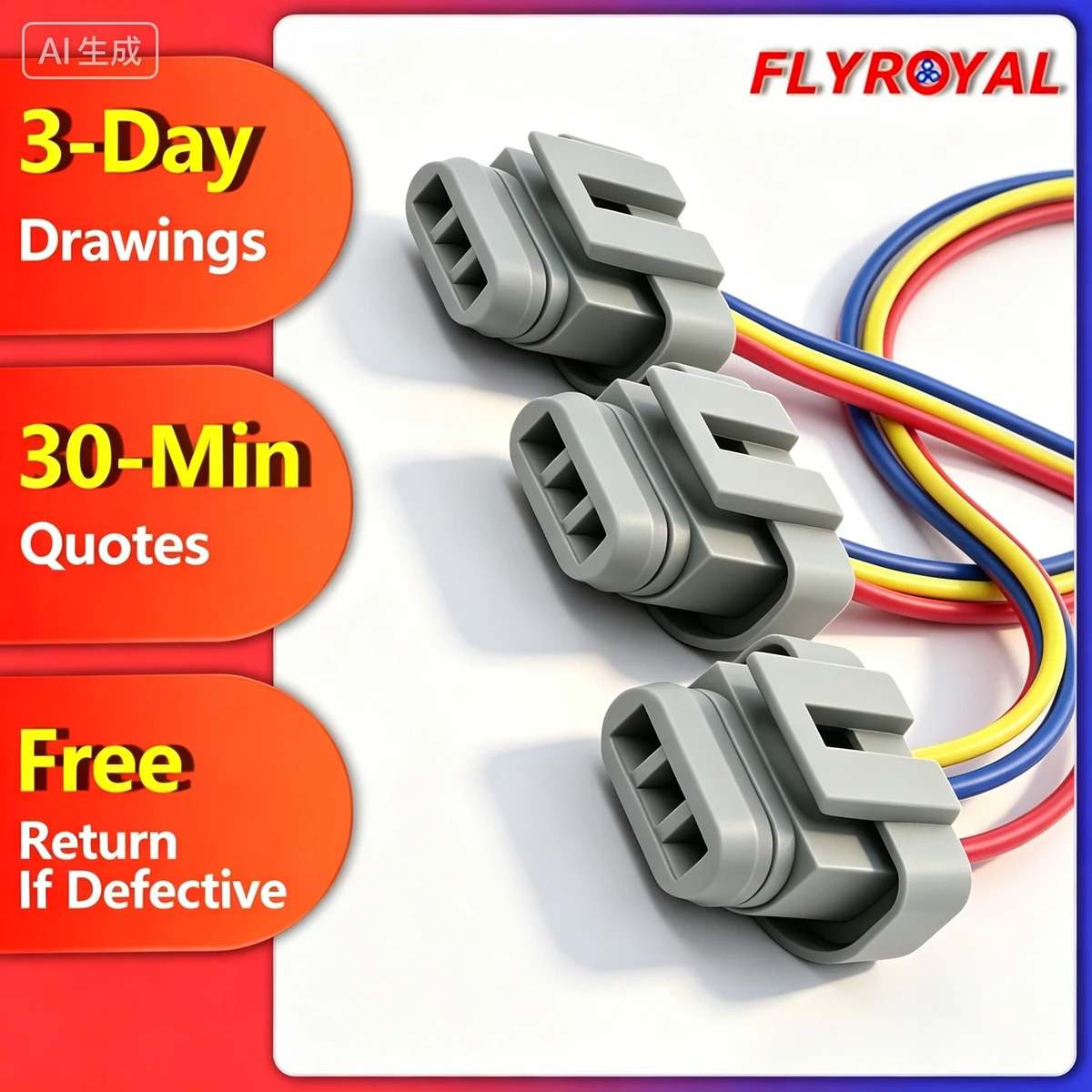 3 Pin Waterproof Adapter Connector Wire Harness Pure Copper 18AWG Sensor Cable for Industrial Control LED Motor