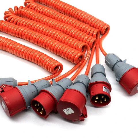 3 Phase CEE Extension Spiral Cable 16a 32a 63a PUR Extension Leads Coil Cord Cable Wire
