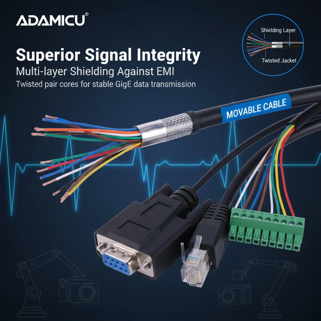 DB9 Female+RJ45+8Pin Terminal Block Breakout Wire RS232 Gigabit Industrial Camera Communication Twisted Pair Signal Cable