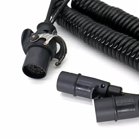 15P 24V 2x Electric Towing Trailer Spiral Cable 2x 7P Coiled Extension Cable