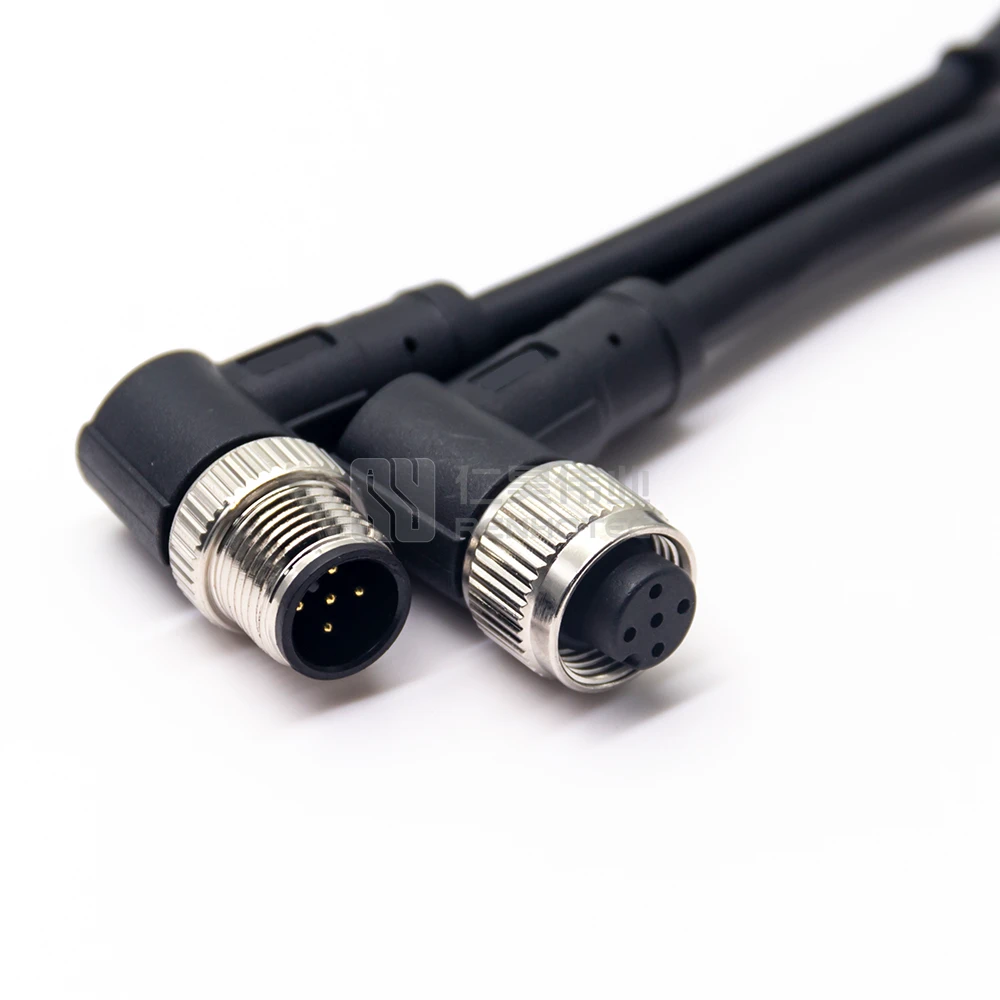 M12 Cable 90 Degree Flylead: 5-pin Plug with 10 M 5 X 0. 4 Pin Type a Sensor Cable