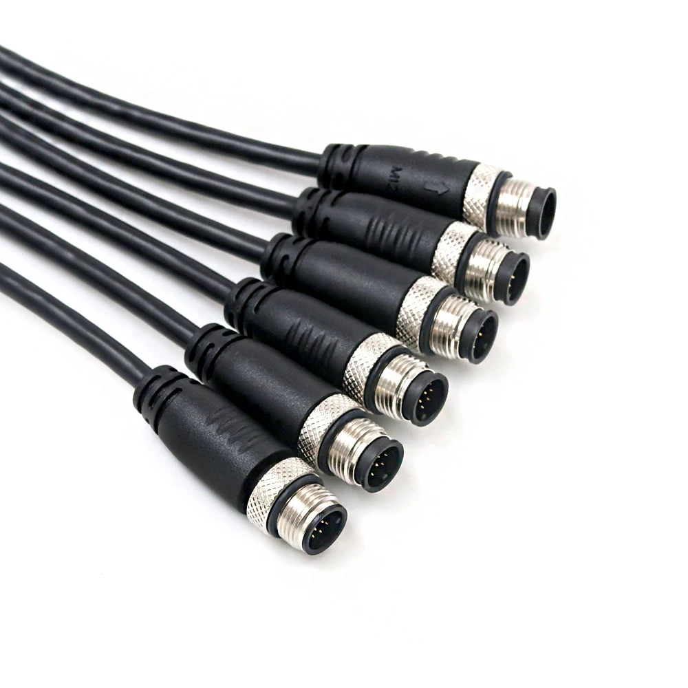M12 Cable Assembly Male To Female Ip67 Ip68 Waterproof Custom 3 5 6 12 17 Pin M12 Sensor 4 Pin 8 Pin Connector M12 Cable
