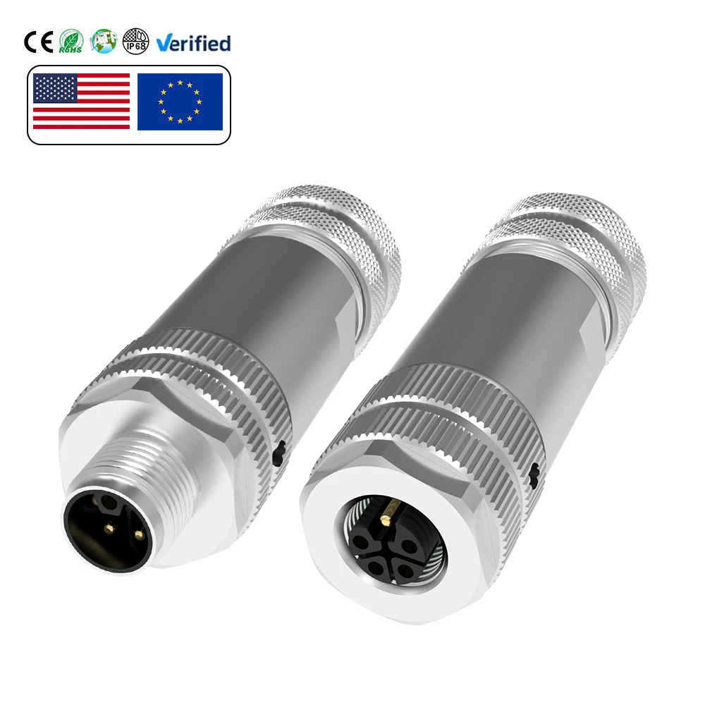M12 Sensor L Code Circular Assembly Field Installation Wiring Welding Cable Male Female Waterproof Plug M12 Connector 5 Pin
