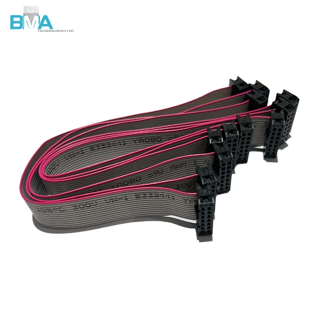 BMA Custom IDC Flat Cable 2.54mm Pitch 14Pin Female Connector 220mm Length 28AWG Ribbon Cable For PCB Assembly