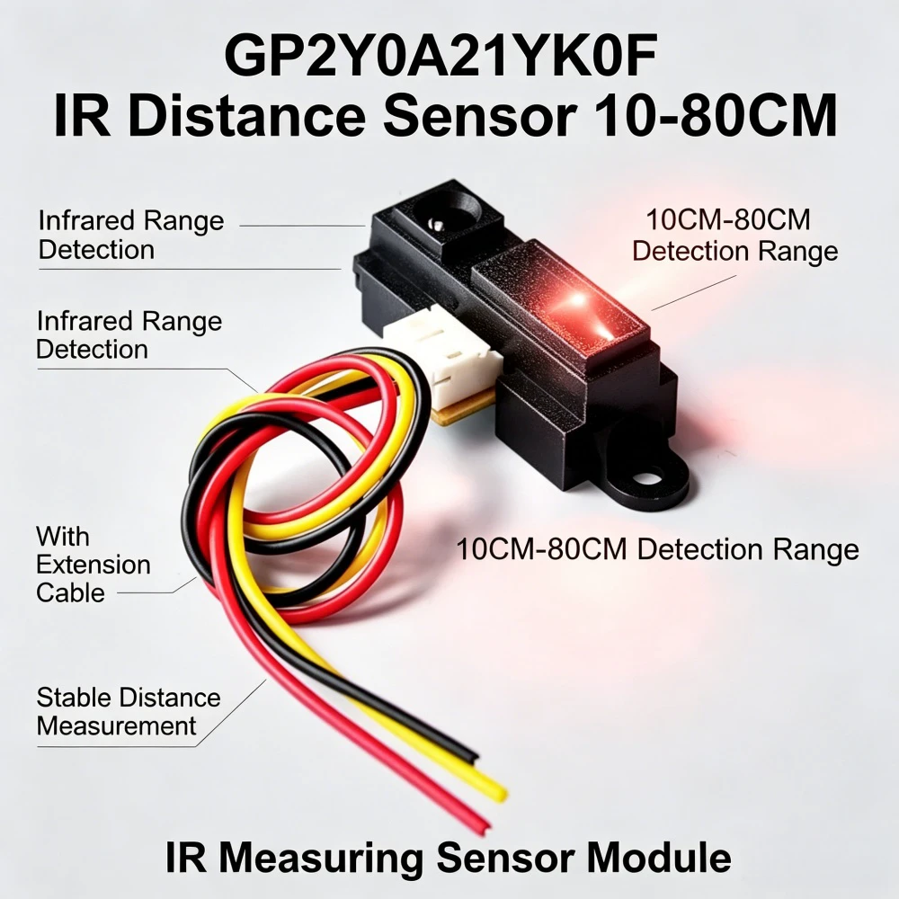 FYX Stock GP2Y0A21YK0F Infrared Distance Sensor 10CM-80CM IR Measuring Module Range Detection Sensor With Cable
