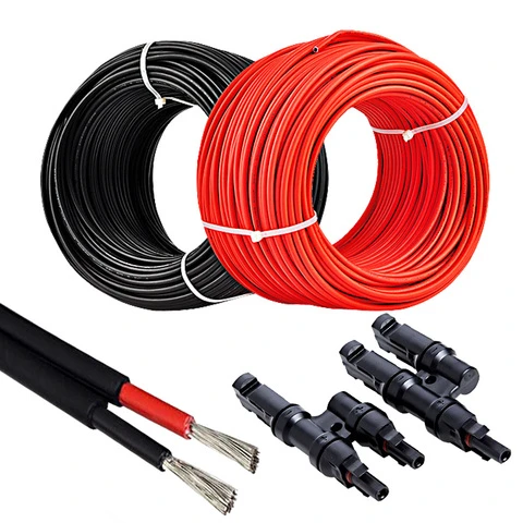 Pair of 1m to 25m Solar Cable 6mm2 Tuv 2 Pfg 1169 Solar Cables Red and Black PV1-F Xlpe Solar Charger Cable with Connectors
