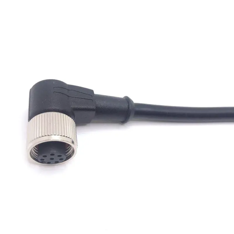 IP67 Waterproof 8 Contact M12 Sensor Cables Angled M12 8 Pin Female PVC Black 3M Length Connectors