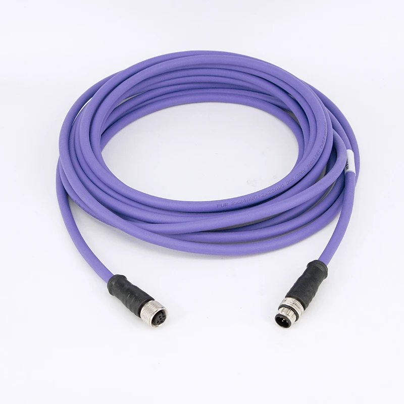 M12 IP67 Ethernet Cable with 8P Male to RJ45 Waterproof Connector Copper Conductor and PVC Insulation IP67 Protection