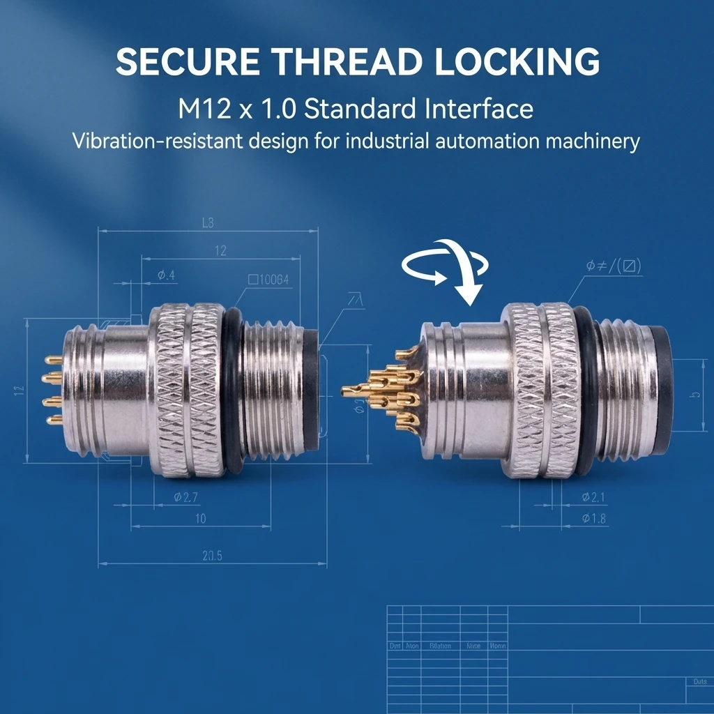 M12 Waterproof Circular Connector Shielded IP67 for Sensors Automation Equipment