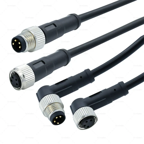 Wholesale M12 Connector Cable 3 4 5 8 12 Pin Cable Waterproof Male to Female M12 Sensor Power Cable