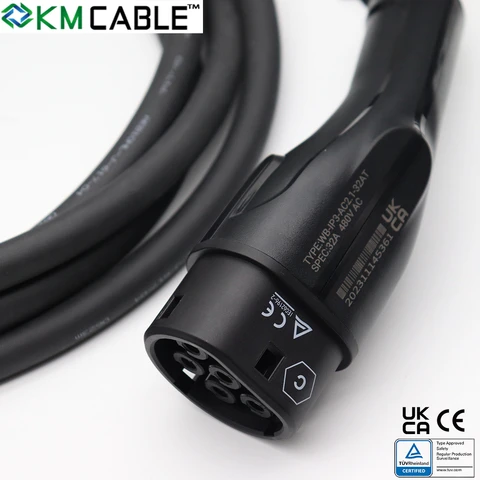 TUV & UKCA Safety Ev Charging Cable Type 2 to Type 2 22KW 32A 3 Phrase Low TCO IK10