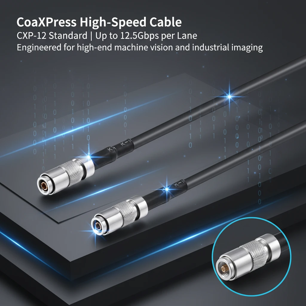 Haikang Dahua 3M Industrial Camera Cable CXP CoaXPress High Flexible DIN to BNC with 10A Rated Copper Contact Static Connectors