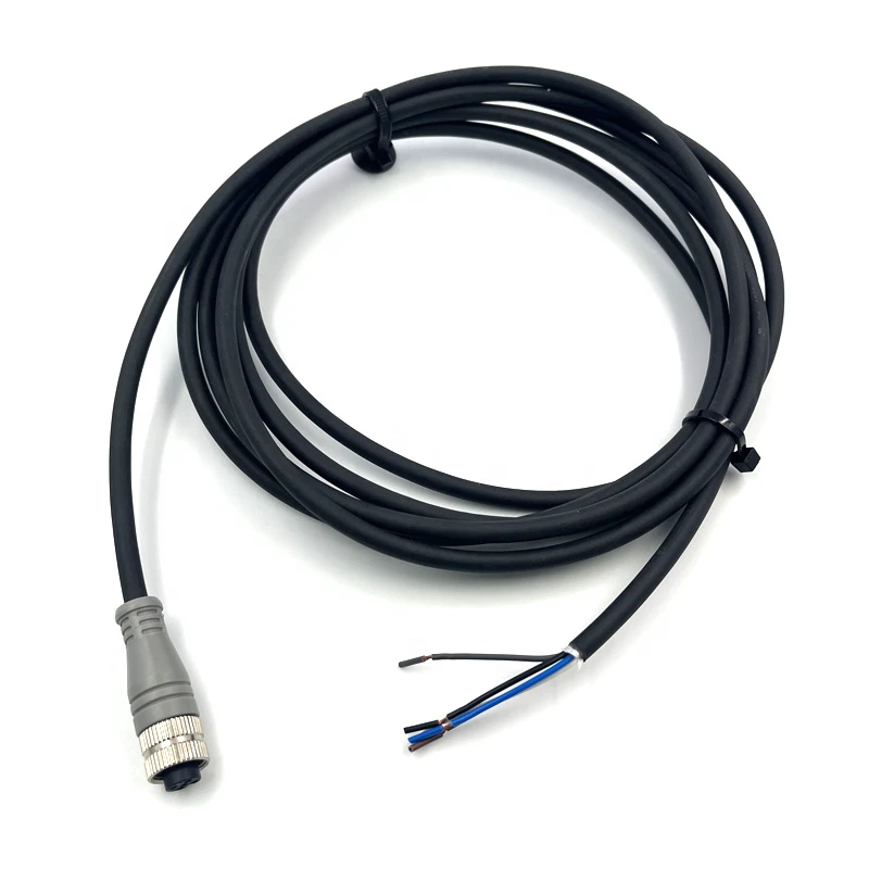 YZCONN Factory OEM Custom Waterproof M8 M12 Male Female 3 4 5 8 12 Pin Sensor Connector Extension Cable Assembly