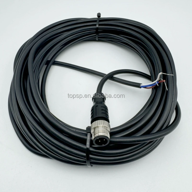 Customized M12 M8 Male Female Plug Socket 2-8 Pin PVC Circular Cable 1m 5m 10m 15m Sensor Cable for Electronics