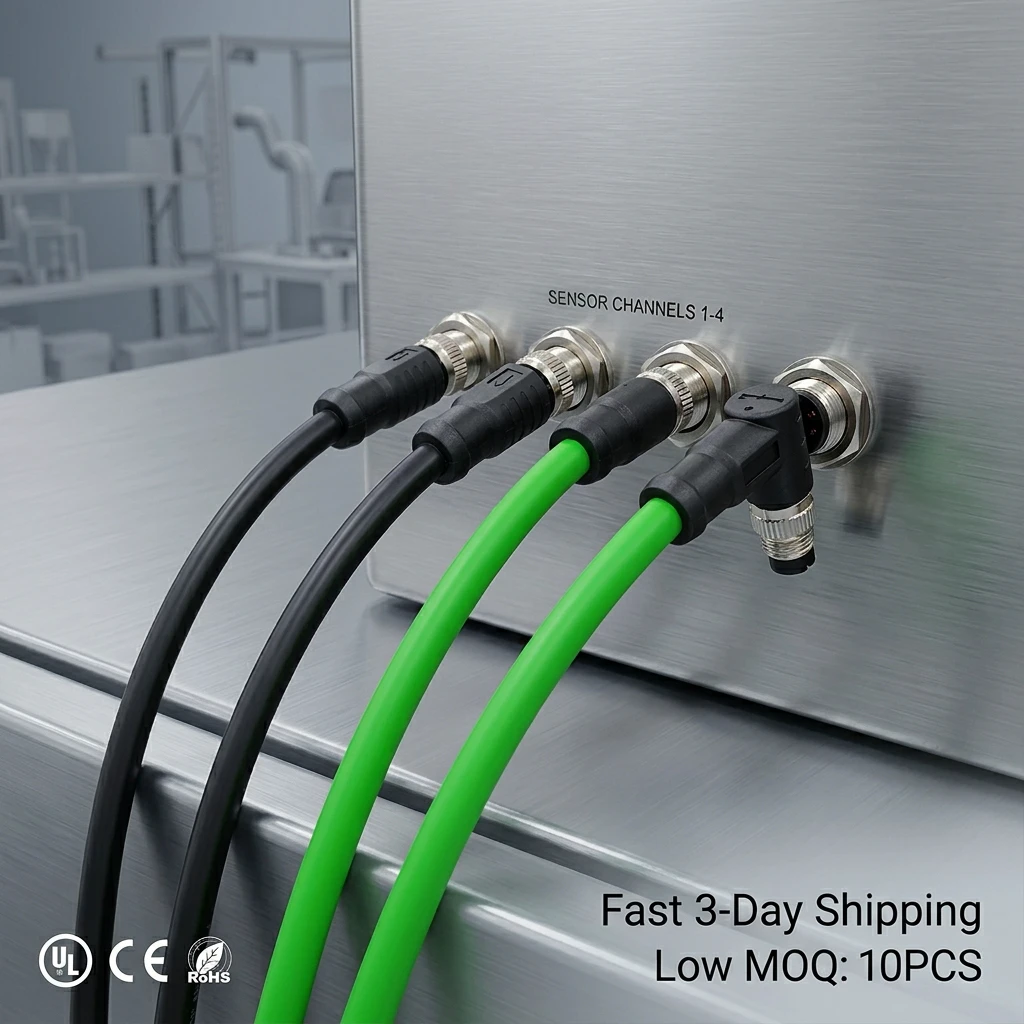 UL CE RoHS M8 Connector Right Angle 3 4 5 6 8 Pin IP67 Waterproof Sensor Cable for Industrial Automation Robotics Factory Price