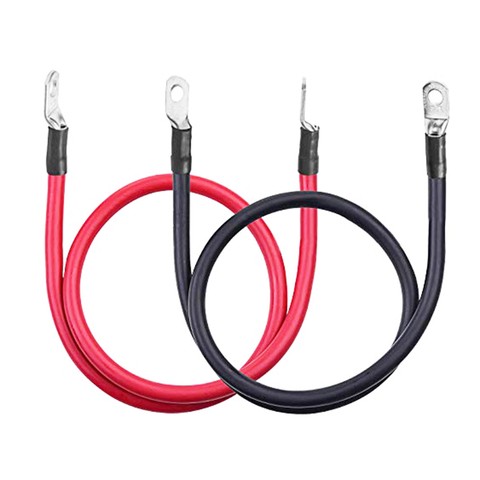 Car Battery Inverter Cables 3AWG 25mm2 12V Black Red Auto Battery Leads with Ring Terminal Copper Wire Auto Battery Cable