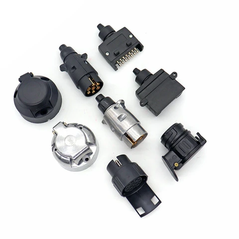 7\12\13 Pin Way Trailer Electrical Light Connector Converter 6 Prong Semi Trailer Plug Socket