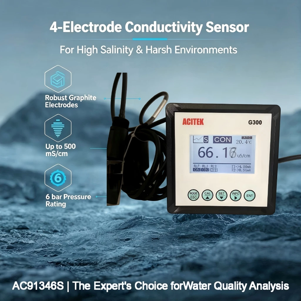 4-cell Conductivity Sensor Factory with 1% FS Accuracy 1 Year Warranty Fast Delivery & Custom Cable for OEM/ODM