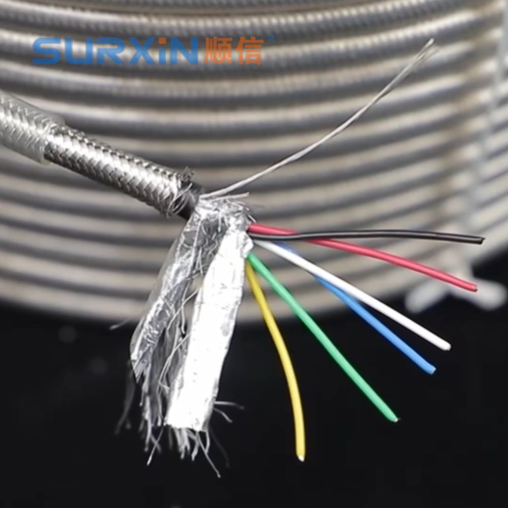 Factory Direct 4 Pin Shielded Electrical Cable 24 AWG Stainless Steel Braided Wire for Load Cell and Subsea Pressure Sensor