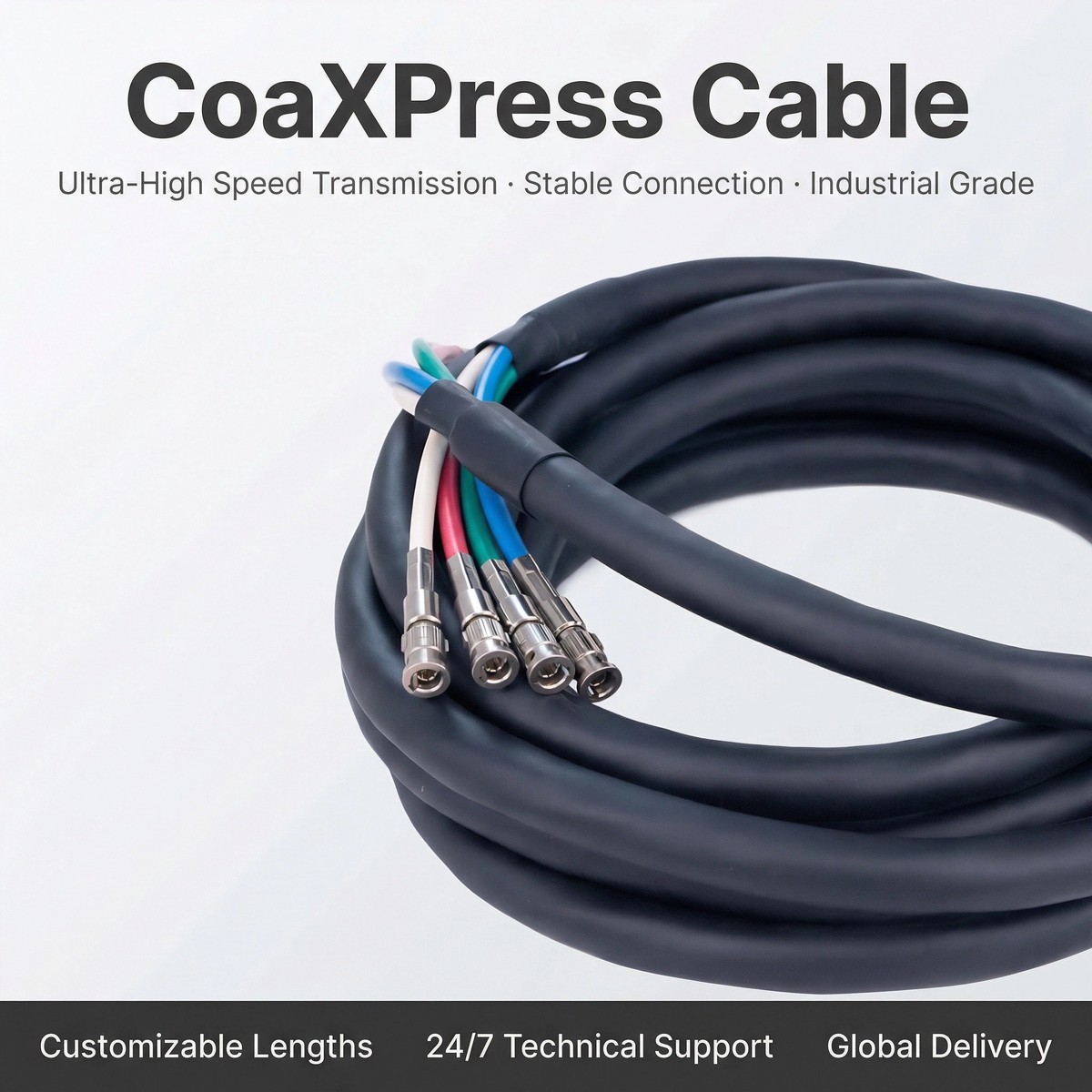CoaXPress Gold-Plated Connectors Cable Low Resistance & Long-Life for Aviation Medical Devices Large Machinery Rated Current 10A