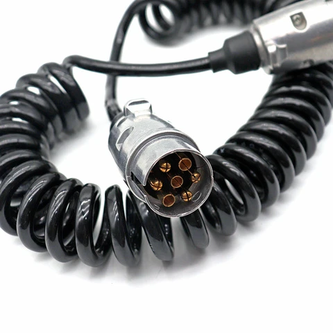 7 Prong Trailer Light Spiral Extension Cable ISO1724 12N 7PIN Trailer Coil Cable for Tractor Truck Car