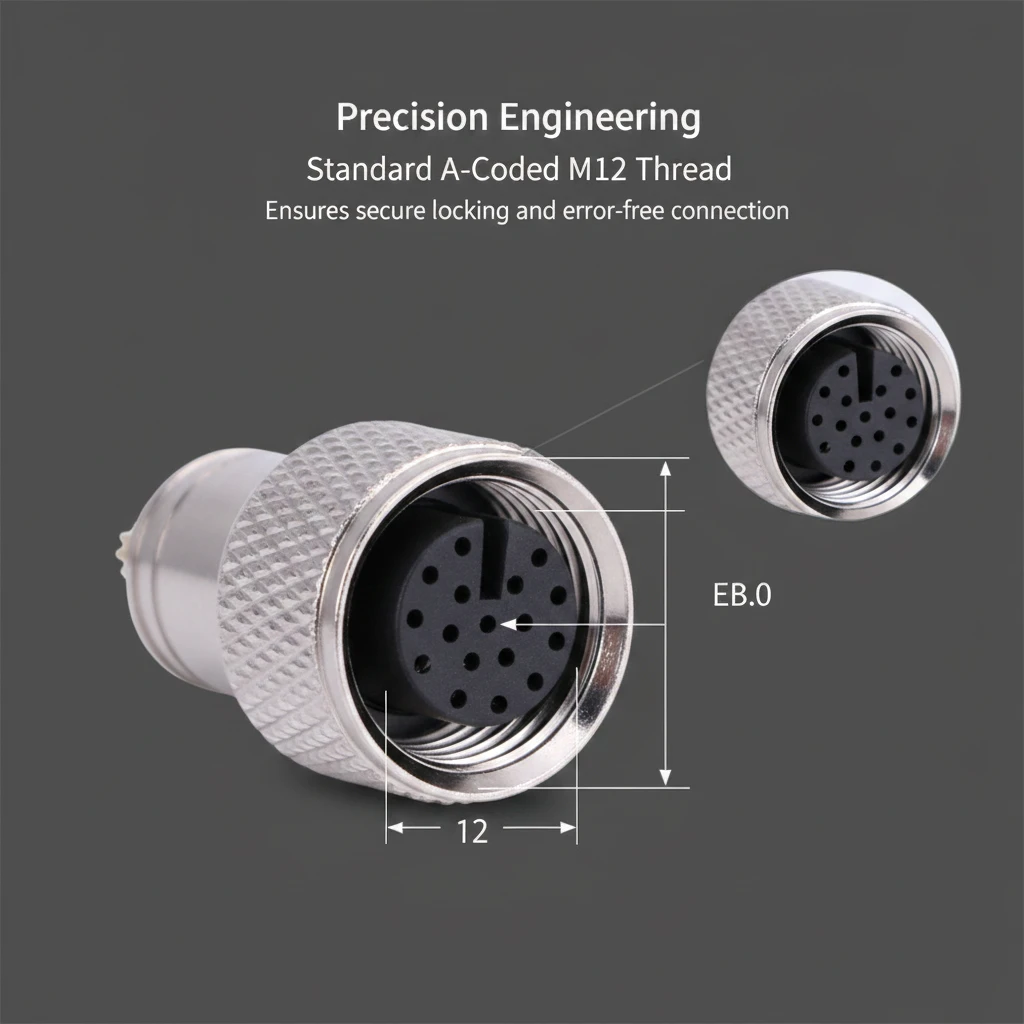 Ordinary Rubber-Coated M12 5 Pin Female Waterproof Connector Ethernet Free