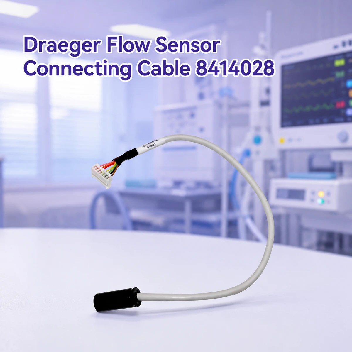Draeger 8414028 Flow Sensor Connecting Cable for Ventilator Monitoring Systems Medical Signal Transmission Cable