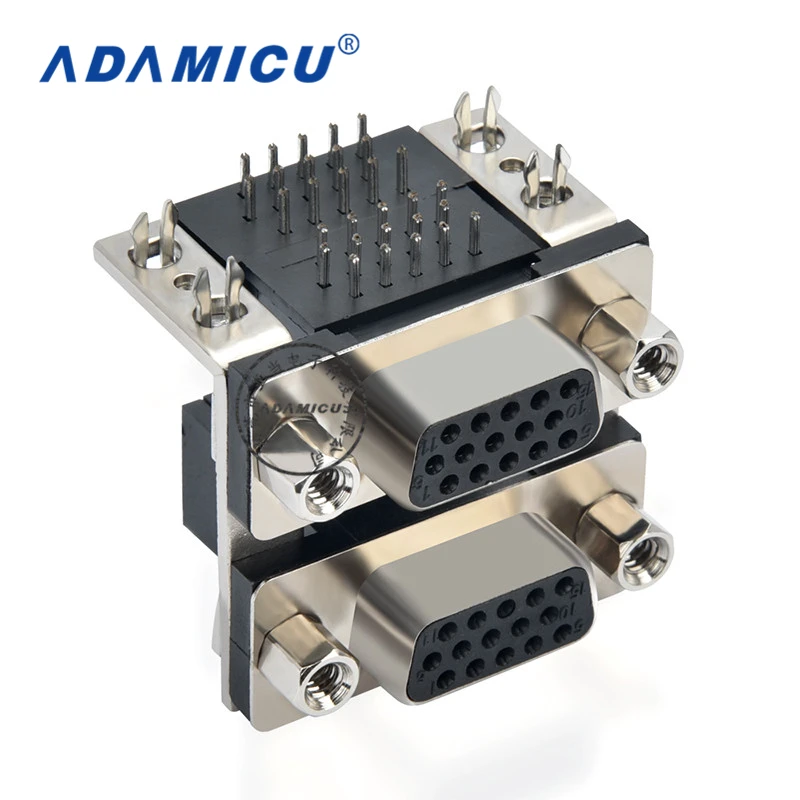90-Degree Curved Needle Male Connector Black DR9T 9Pin RS232 Serial Port Copper Contact 2A IP66 for PCB Application