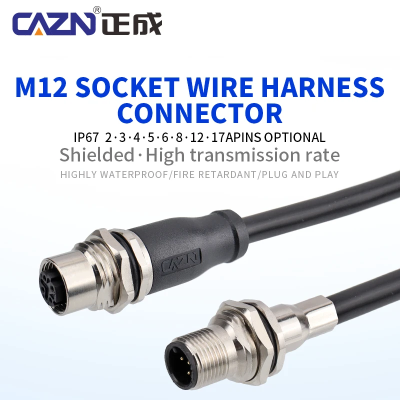 Manufacturer High-Performance M12 Code PVC Cable Connector Socket 3Pin 4Pin 5Pin Shielded Tube Wiring Harness Brass Available 1m