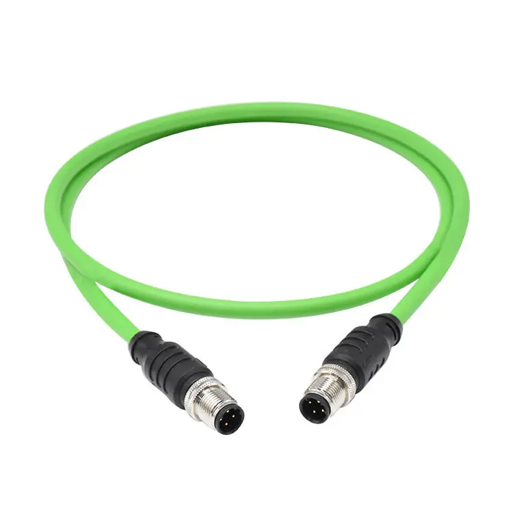 M12 Connector 4 Pin D Code Sensor Cable Industrial Circular Electrical IP67 Male Waterproof Plug Double Head Cable