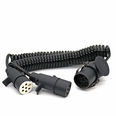 24V Electrical Coil 15 Pin to 2 X 7 Pin Twin Trailer N S Type Suzi Coil Cable 3.5m 4m ISO 1185 3751 Suzie EBS ABS Spiral Cable