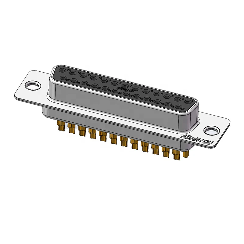 25 Pin DB Port Female Pin Type Electronic Wire Connectors Solder Brass Material 2A Rated Current