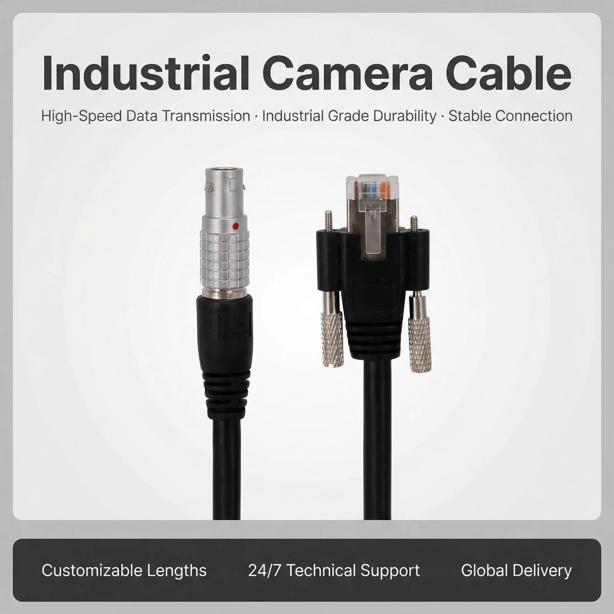 M12 Self-Locking Crystal Head PVC Ethernet Cable Industrial Vision Automation Push-Pull RJ45 Auto Wire Harness