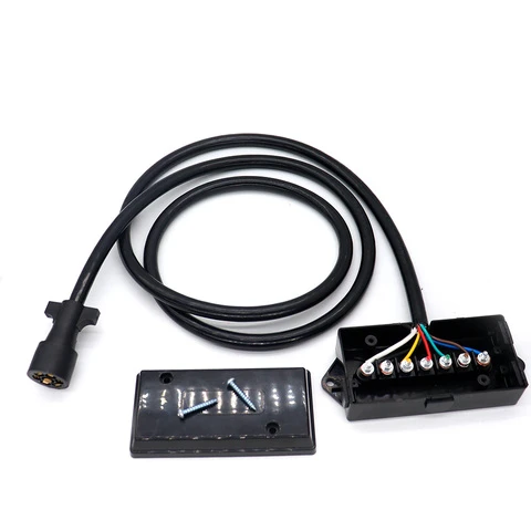 7 Way Trailer Cable Wire Kit 7 Pin Prong Trailer Plug Light Cord Brake Wiring Harness for RV Boat Automotive