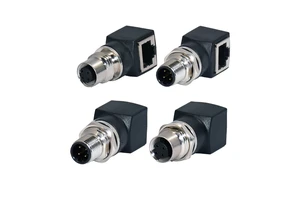 M12 4 Pin a Coded Male Female to RJ45 Adapter ABS Brass Contact Automotive Waterproof IP68 Circular Connector