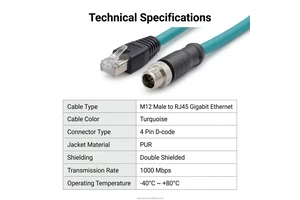 High Quality IP67 Waterproof M8 3pin Female to M8 M12 3pin Male Industrial Camera Cable with Best Price OEM