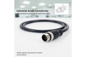 M12 Aviation Connector Cable, High-Flex Industrial Sensor Cable, 4/5/8 Pin, IP67 Waterproof