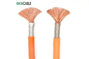 HV EV Cable 2awg 4awg 1/0 2/0 Gauge Orange Shield XLPO Silicon Electric Vehicle Power Cable