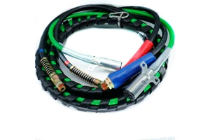12FT 3 in 1 Semi Truck Air Hose Kit ABS 7 Way Electrical Cable and Rubber Air Line Hose Wrap Assembly for Tractor Trailer