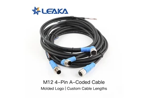 Custom M12 Connector Cable Assembly 4 Pin A-Coded IP67 Water-Resistant Overmolded PUR PVC Cordset For Industrial Automation Shop