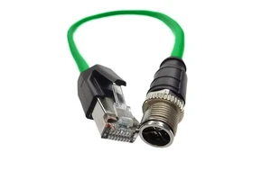 M12 X CODE Eight Core M12 RJ45 Connector CAT6E Industrial Network Sensor Cable Double Shielded PVC Waterproof IP67 Rated