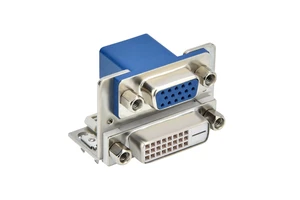 Right Angle DVI 24+1 Female VGA 15-Pin Female Accessory for Audio Video Mainframe 5A Rated Current for Wire Connections for PCB