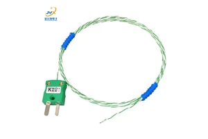 JYX Factory K Type Thermocouple Wire Temperature Sensor Sensing Cable Green White Twisted Pair Silicone Insulated High Accuracy