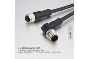 M12 Industrial Cable Connector, Straight & Angled 4/8 Pin IP67 Waterproof Aviation Plug for Sensor