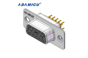 Electronic D-Sub DB15 Dip Straight PCB Termination Female VGA 15 Pin D-Connector with 2A Rated Current Brass Contact Material